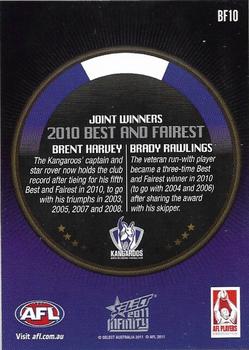2011 Select AFL Infinity - Best & Fairest #BF10 Brent Harvey / Brady Rawlings Back